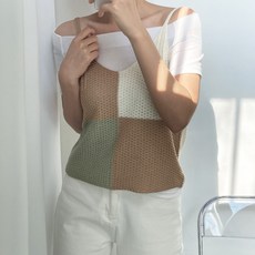 Tteugaejin 女款 Kasi 三色配色 Andrea 細肩帶馬甲針織背心