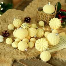 聖誕樹裝飾 經典天鵝絨裝飾品系列 48p 套組, 奶油色, 1套