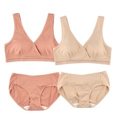MOMBA 莫代爾V型哺乳內衣褲組 內衣 2入+內褲 2入