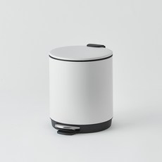 HANSSEM 簡約圓形不鏽鋼腳踏式垃圾桶, 白色