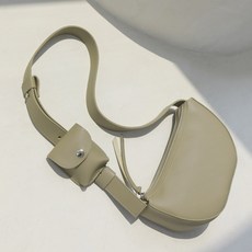 LAMUN 女性用 Hive 半月形斜背包 + 迷你小包, 米色