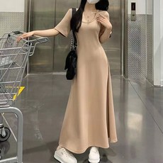 피어니스트 U넥 슬림 A라인 롱원피스 빅사이즈 포함