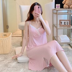 피어니스트 여성용 냉감 셀리 민소매 원피스 홈웨어