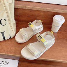 女款休閒運動風魔鬼氈涼鞋, 225, 白色