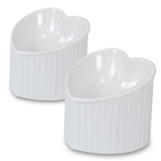 모나지오 반려동물 경사형 러브 도자기 식기 2p 세트, 1세트, 화이트