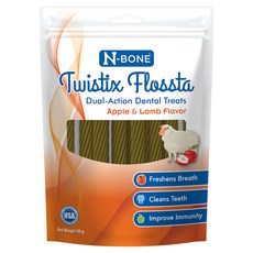 fLoSSta 芙洛塔 長支軟質雙效護齒潔牙條, 80g, 1包, 蘋果羊肉風味