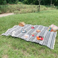 Ttabongoppa 露營野餐波西米亞復古地墊毯 JNHA1776, 黑色 A