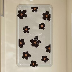 Daysoy 簡約設計吸附式浴室浴缸墊 70 x 40 cm, 1個, 05 黑色花朵