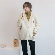 V넥 니트 가디건 임산부 재킷