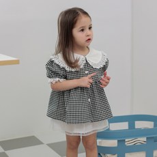 kikimora 女童甜美格紋襯衫