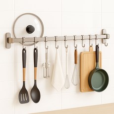 Bareunliving 免打孔廚具掛架 大型, 1個, 金屬