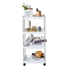 elelliving 簡易收納層架型推車, 白色, 4層