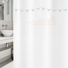 北歐風浴簾 sc239+塑膠掛鉤 12入+白色掛桿組合, 混色