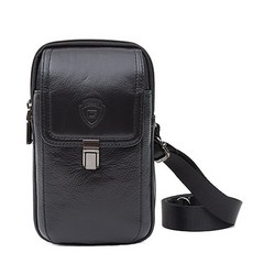 CAPACCI 運動皮革迷你斜揹包 YBG-1031, 黑色