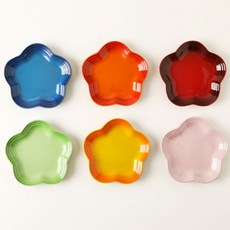 法式皇家花朵點心盤6入組, 1套, 6個點心盤, 紅/藍/橙/黃/綠/粉