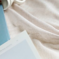 寬幅 40支 色織棉 雷歐 格子布料 1508, 1個, 米色