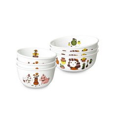 Corelle 康寧 卡通圖案印花餐碗組, 混色, 飯碗 3入+大碗 3入
