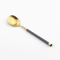 Bogen 兒童方形雙色餐具湯匙, 1個, 金色 + 炭灰色, 單品