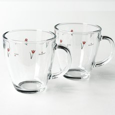 바칠레 부케 글라스 머그컵 360ml, 투명, 2개