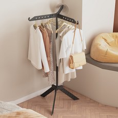 可折疊3層立式衣架 衣帽架 61 x 136.5 cm, 黑色