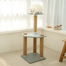 petoria 貓用逐層快裝防水布料3層轉角型防水貓跳臺, 藍灰色, 1個