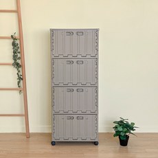 버츄나인 이동식 컨테이너 수납장 4p + 뚜껑 세트, 브라운