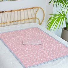 아띠블랑 신생아용 인견 침구 베개 + 블랭킷 + 패드 세트, 핑크스완