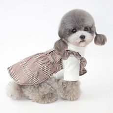 PASTEL PET 荷葉邊格紋連身裙, 象牙白