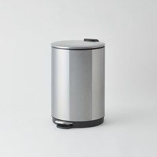 HANSSEM 簡約圓形腳踏式垃圾桶, 銀色