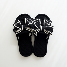 EVER HOUSE 三層緩衝蝴蝶結棉質室內拖鞋, 黑色, 1個
