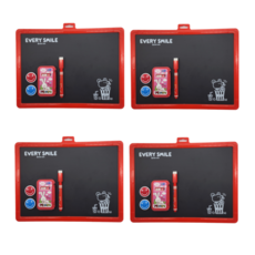 Yeoni Factory 雙面黑板白板套組 紅色 4p, 塑膠