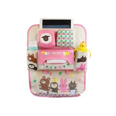 動物印花汽車座椅防踢收納墊, 動物朋友款, 1入