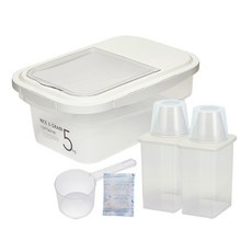 cimelax 密封儲米箱 5kg*1+穀物密封保鮮罐 950ml*2, 透明象牙白色, 1組