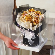 센트바스켓 조화 시들지 않는 금꽃 프리저브드 안개 믹스 꽃다발, 카네이션 꽃다발, 1개