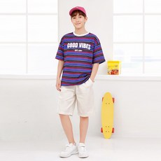 나나주니 라운드넥 EST 상의 + 와이드 5부 바지 세트