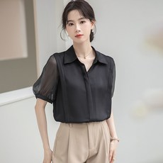 포플러앤씨 아일로 시스루 블라우스 P24SMBL051601