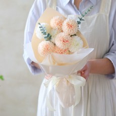 센트바스켓 조화 퐁퐁국화 성묘 꽃다발, 코랄, 1개