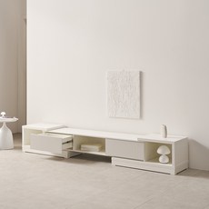 웰퍼니쳐 레보크 템바보드 확장 수납형 거실장 방문설치, 화이트