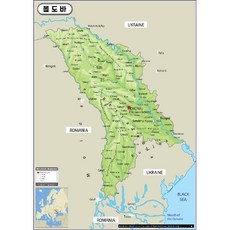 Map.Come 地形塗層摩爾多瓦地圖 78 x 110cm, 1個
