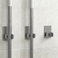 Everyweek 3M 黏貼式 304不鏽鋼桿 拖把 推桿 掛架, 3個, 不鏽鋼