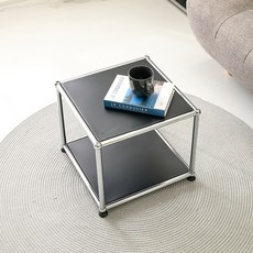 wizhome Hesty 世紀中葉金屬模塊鋼製儲物架 2 步, 黑色, 1個