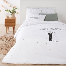 Just married印花被套, 白色的