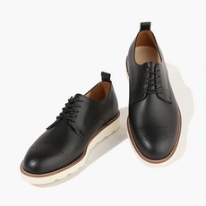 Firenze Atelier 男士休閒輕量米色鞋底沖孔設計德比鞋 8008