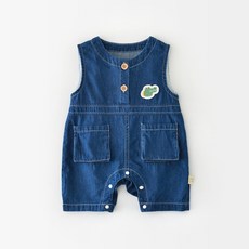 스타도어 아동용 악어 데님 민소매 롬퍼