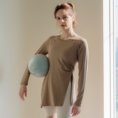 HIH 女性瑜伽罩衫長袖長版T恤