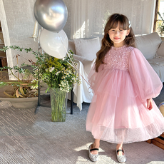 Miso Papa女童款閃亮層次連身裙