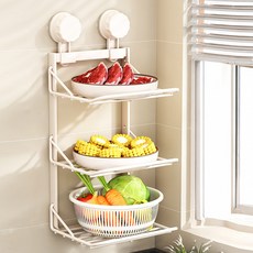 Ants 免鑽孔善用空間料理臺輔助層架 3層, 奶油色, 1個