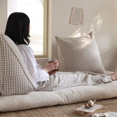 BELLELIFE 格紋三角靠墊 含枕芯, 米色