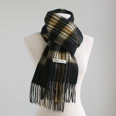 바비수 크렘 타탄체크 울 수술 머플러