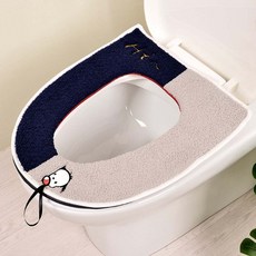 코코마트 캐릭터 화장실 배색 변기 커버, 네이비+그레이, 1개